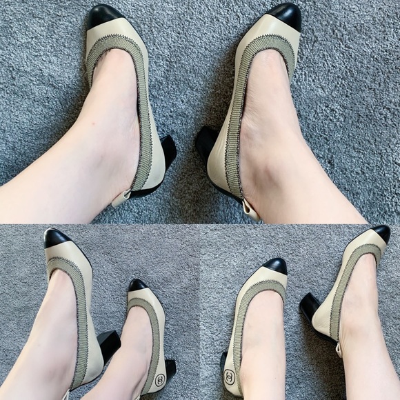 CHANEL Spirit Two Tone Stretch Cap Toe Pump - Picture 2 of 13